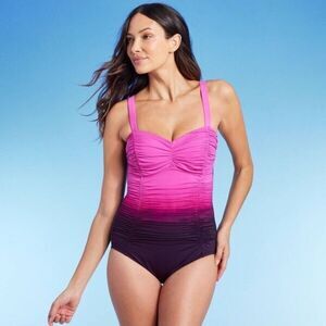 Target Aqua Green Women's UPF 50 Sweetheart Neck Seamed One Piece Swimsuit - SIZ